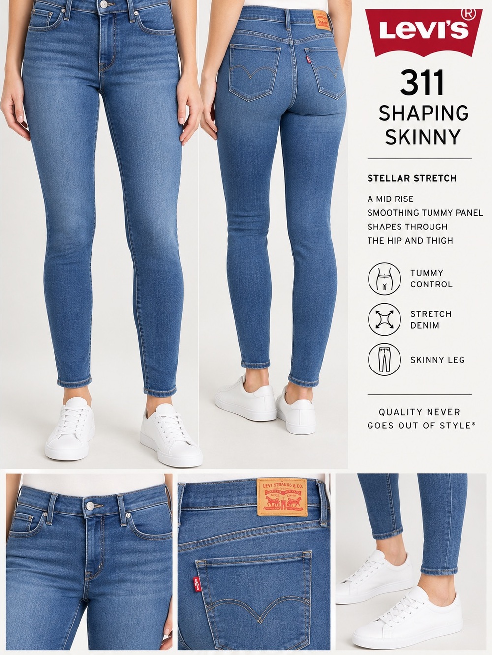 Levi's 311 Shaping Skinny Jeans in Medium Blue Wash